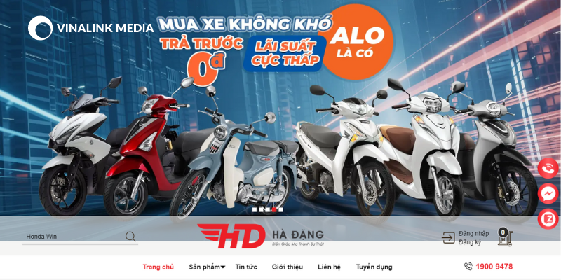Website cửa hàng xe máy Hà Đặng
